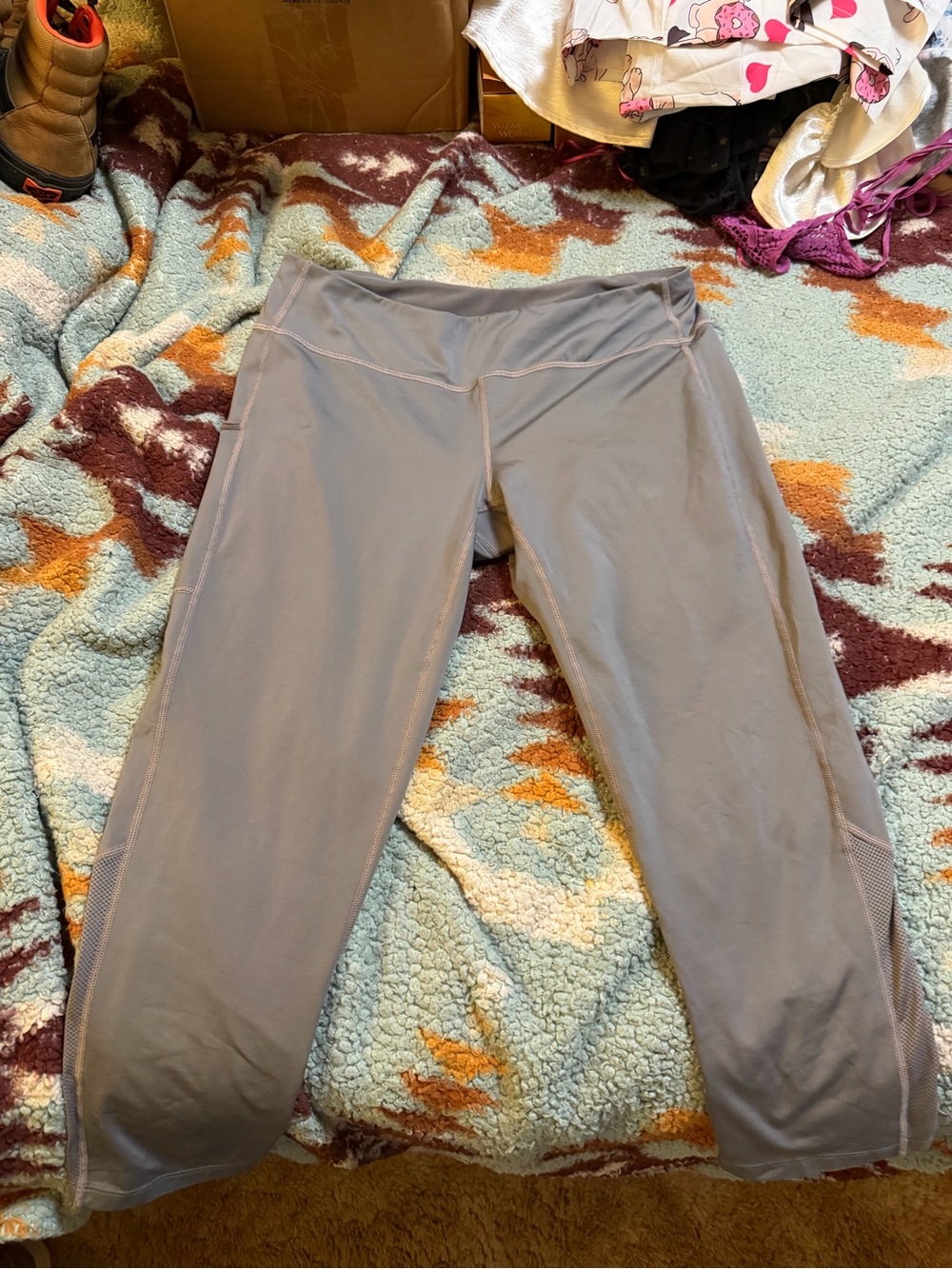 Nike Light Gray Capri Leggings with Side Mesh Panels